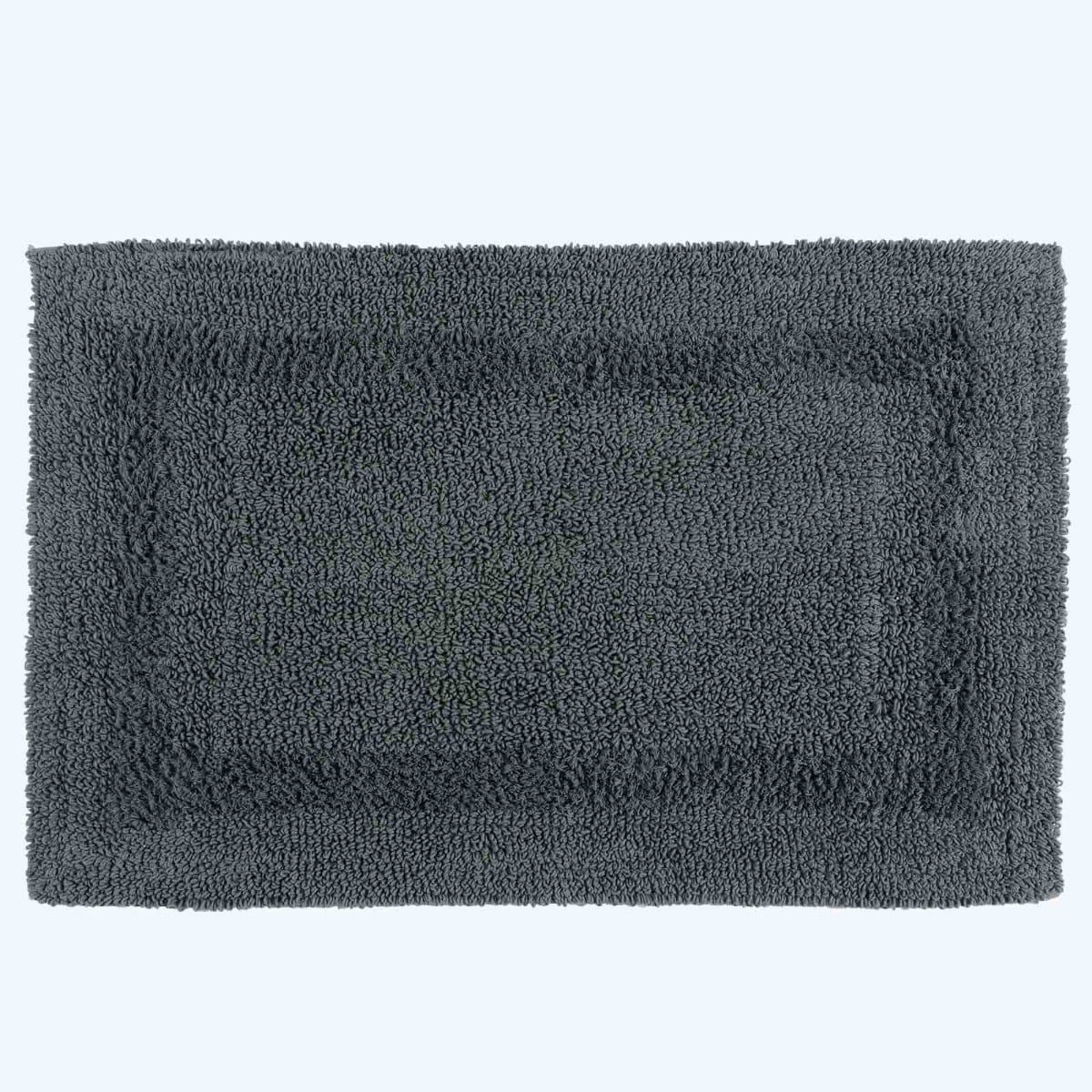 Homescapes Badematte 2-tlg. Badgarnitur grau aus 100% Baumwolle, Höhe 20 mm, Baumwolle, rechteckig, 50 x 80 cm & 50 x 55 cm – Bild 2 von 5