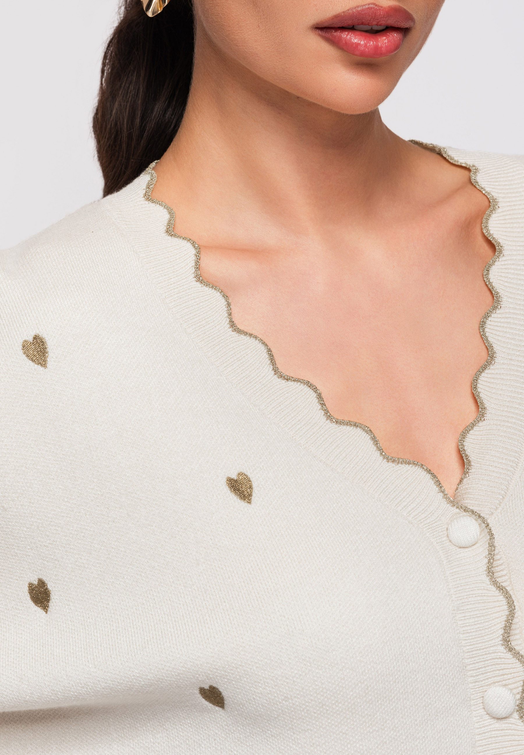 OMBRE Cardigan Strick-Cardigan in Hüftlänge mit Herzmotiv