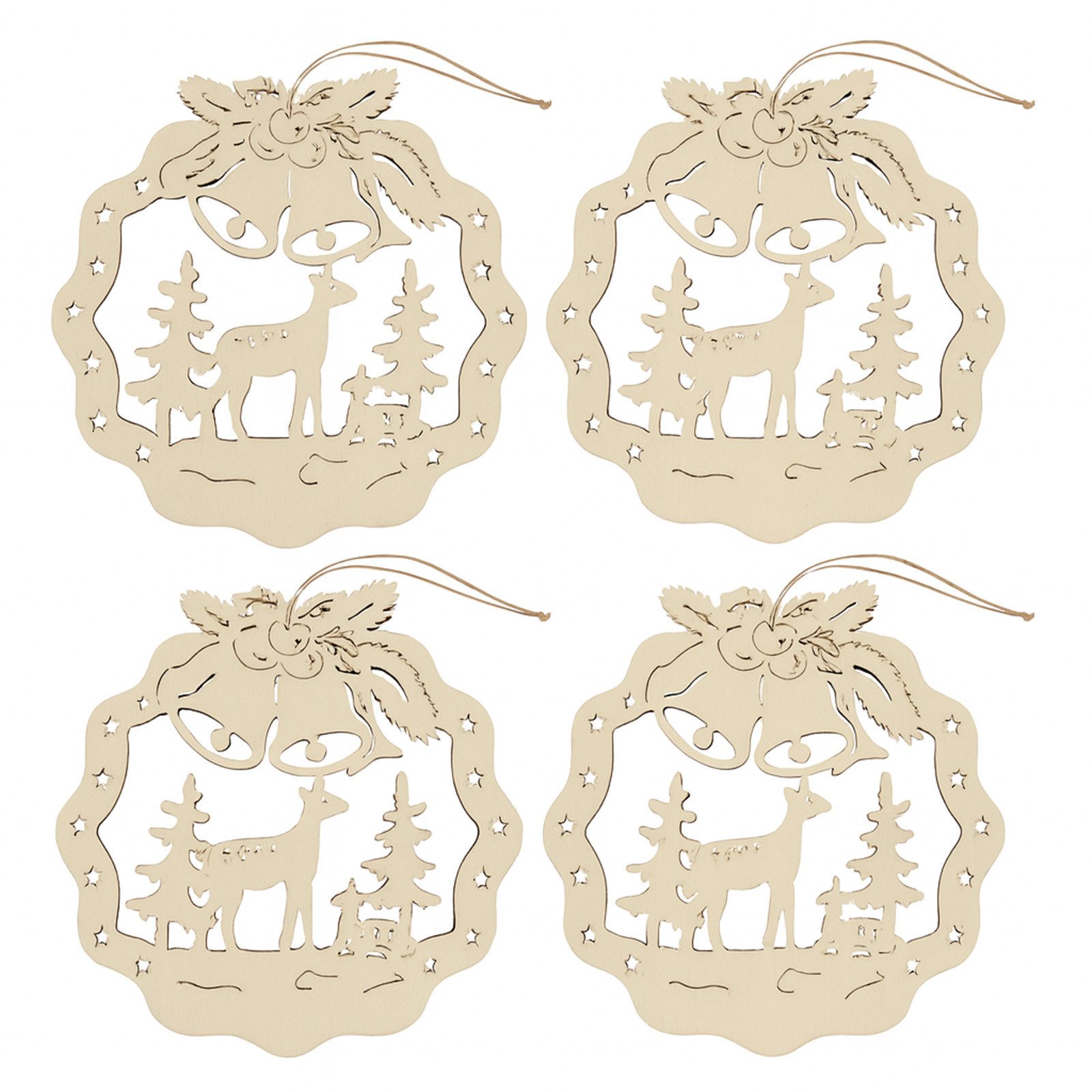 HTI-Living Beleuchtetes Fensterbild Fensterbild 4er Set Rehe im Wald, Dekoh günstig online kaufen