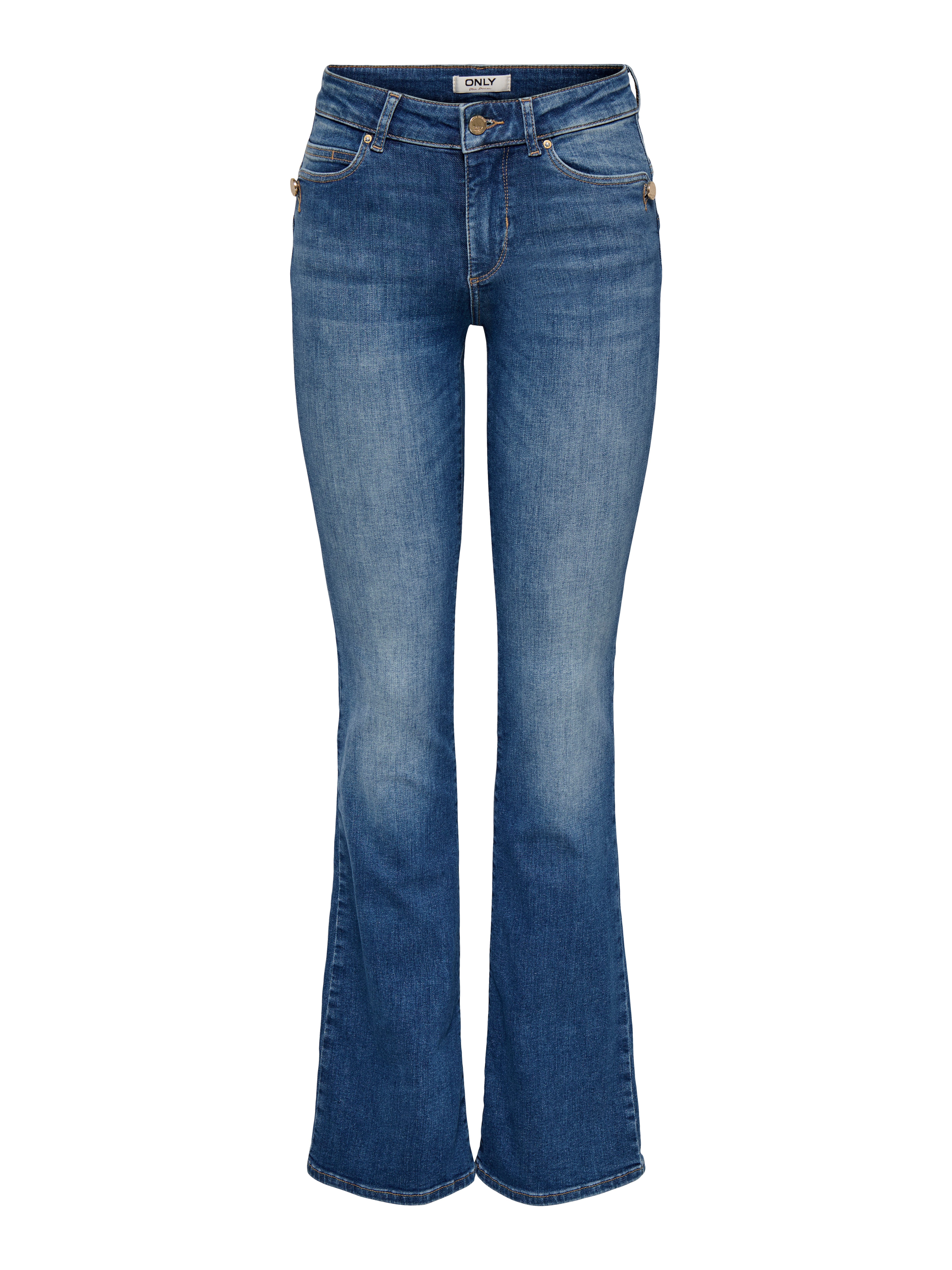 ONLY Bootcut-Jeans ONLBLUSH MID BUT FLARED DNM REA763 Baumwollmischung, bootcut fit