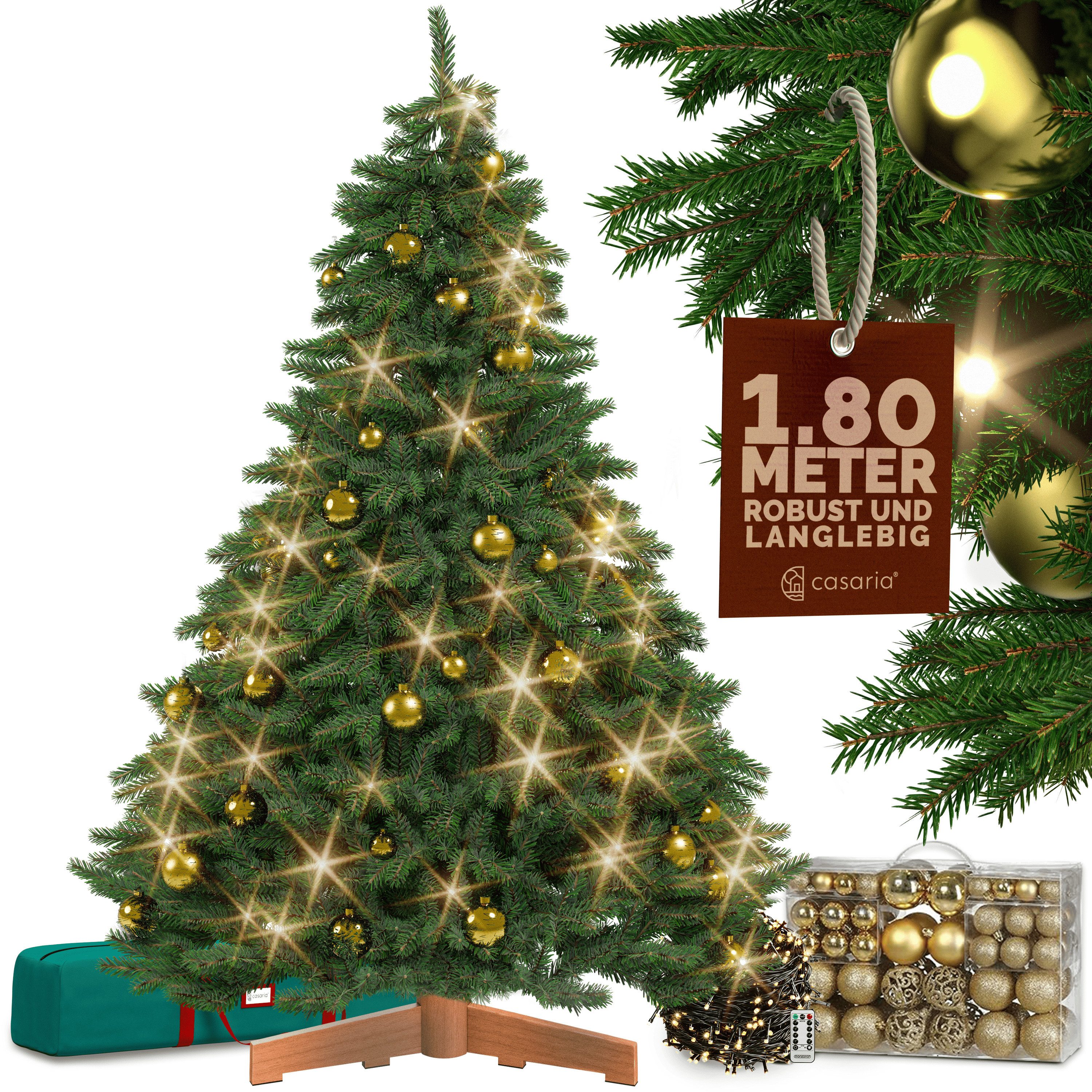 Casaria Künstlicher Weihnachtsbaum, Weihnachtsbaum Set Christbaumkugeln LED-Lichterkette FSC®-zertifiziert