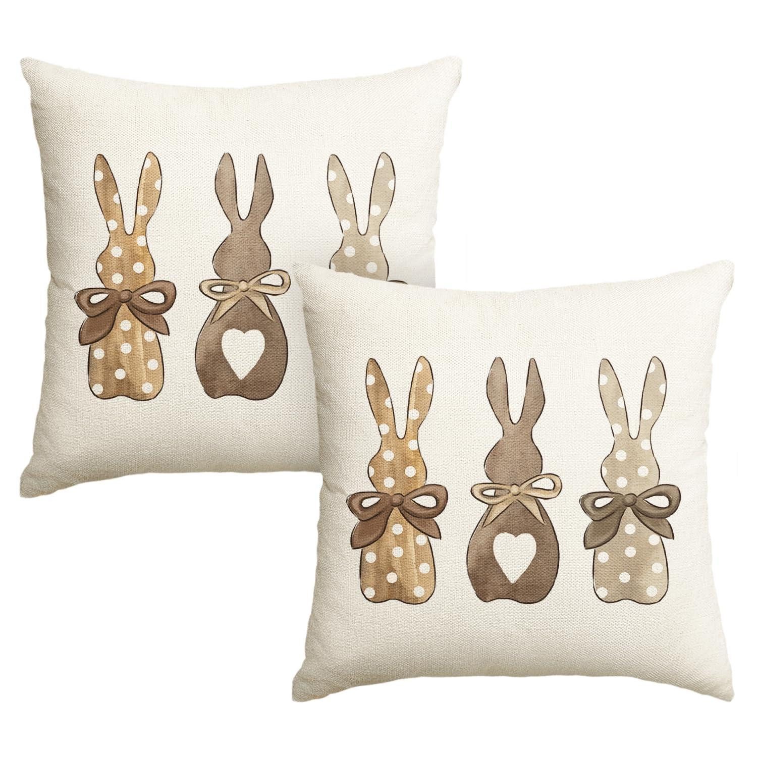 LuxusKollektion Kissenbezüge Kissenbezüge 2er Set Ostern 50x50 beige, (2 Stück)