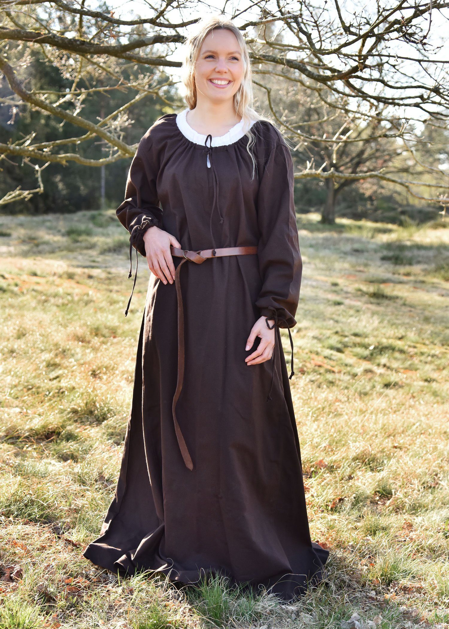 Battle Merchant Burgfräulein-Kostüm Mittelalterkleid, Unterkleid Braun, Ana, Gr. S