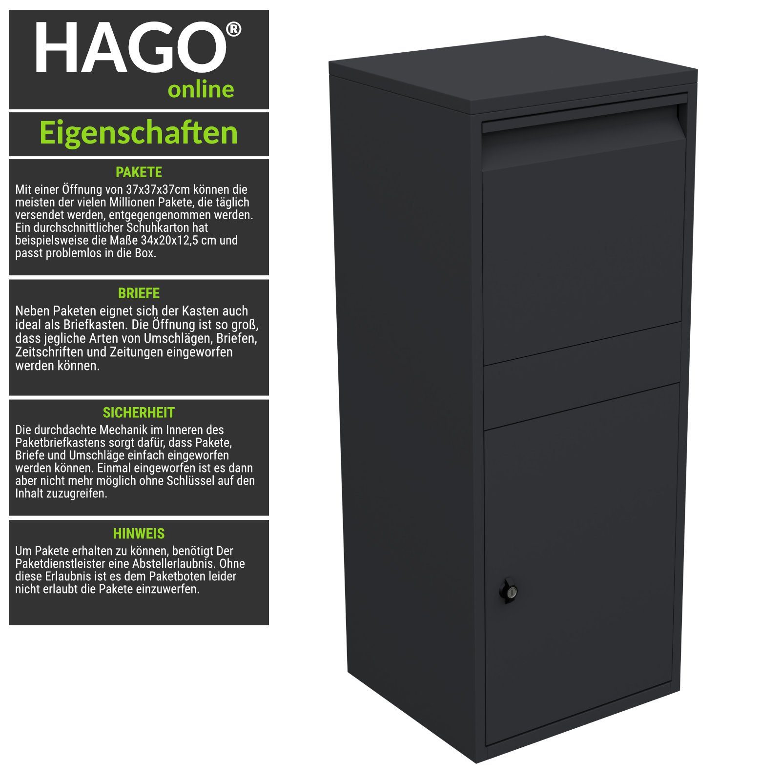 HAGO Briefkasten HAGO24 Paketbriefkasten mit Paketbox günstig online kaufen