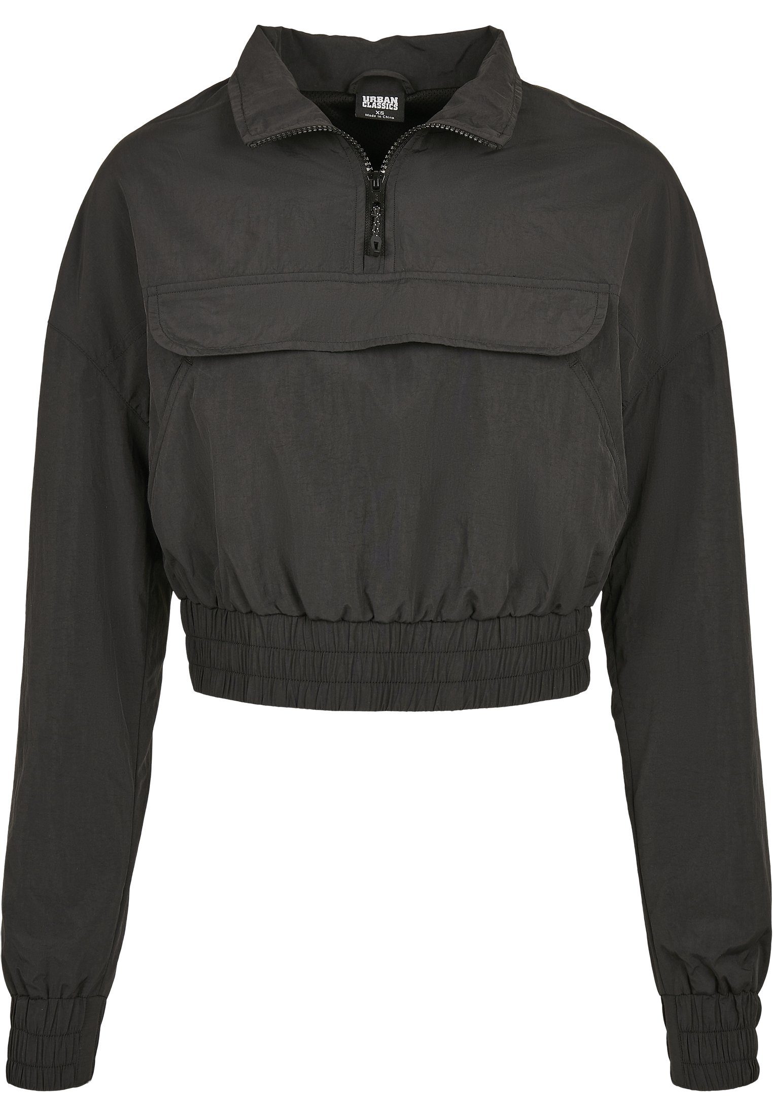 URBAN CLASSICS Ladies (1-St) Crinkle Over Cropped Jacket Frauen Nylon Pull black Outdoorjacke