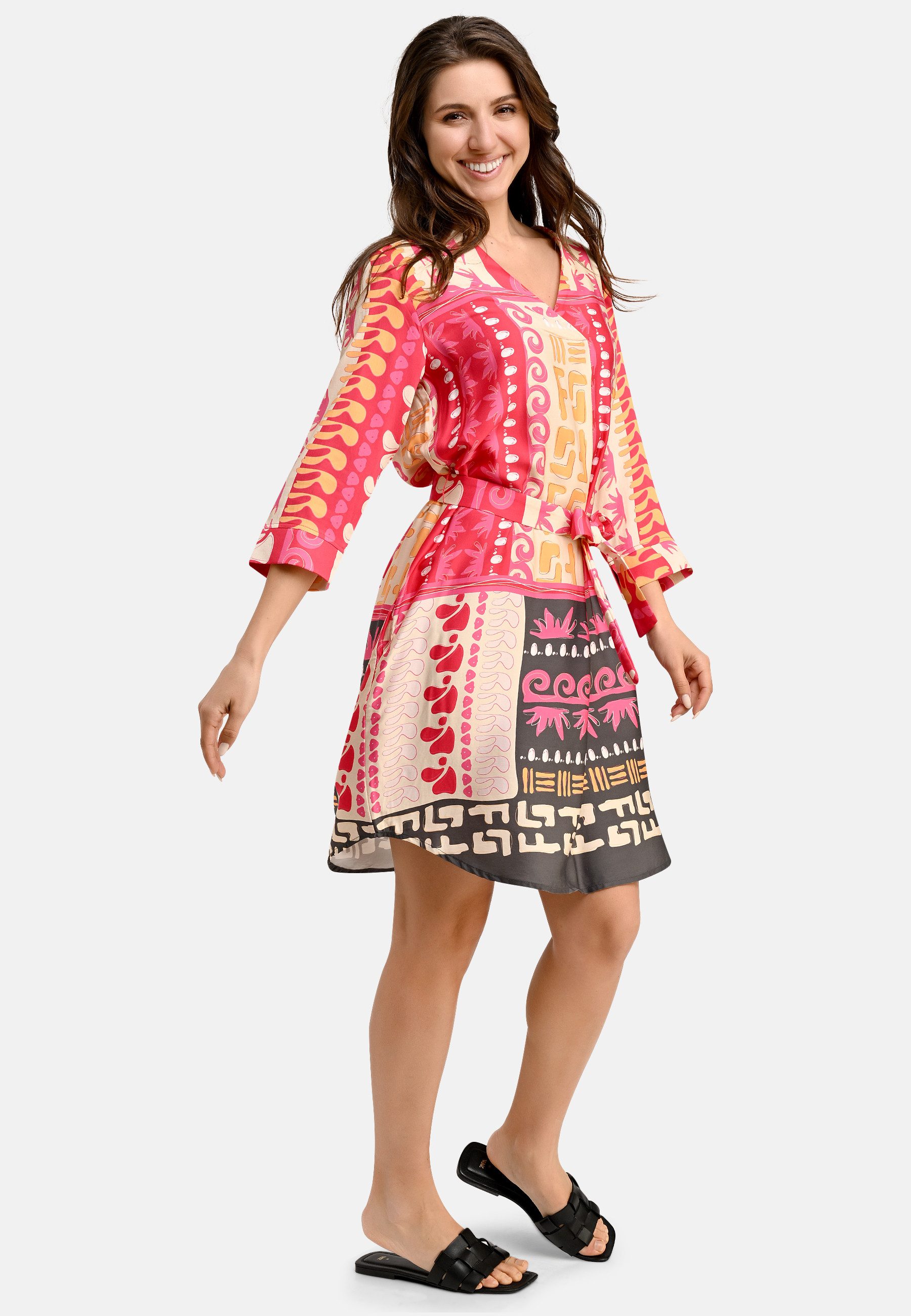 BICALLA Midikleid Kleid mit Ethno-Print in Pink (1-tlg) günstig online kaufen
