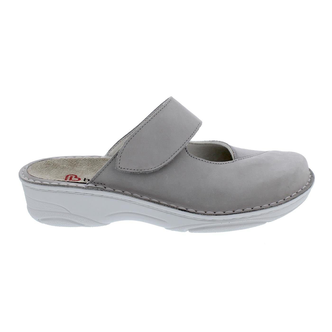 Berkemann Heliane Clog, schlammgrau, Softnubuk / Stretch, Wechselfußbe Clog