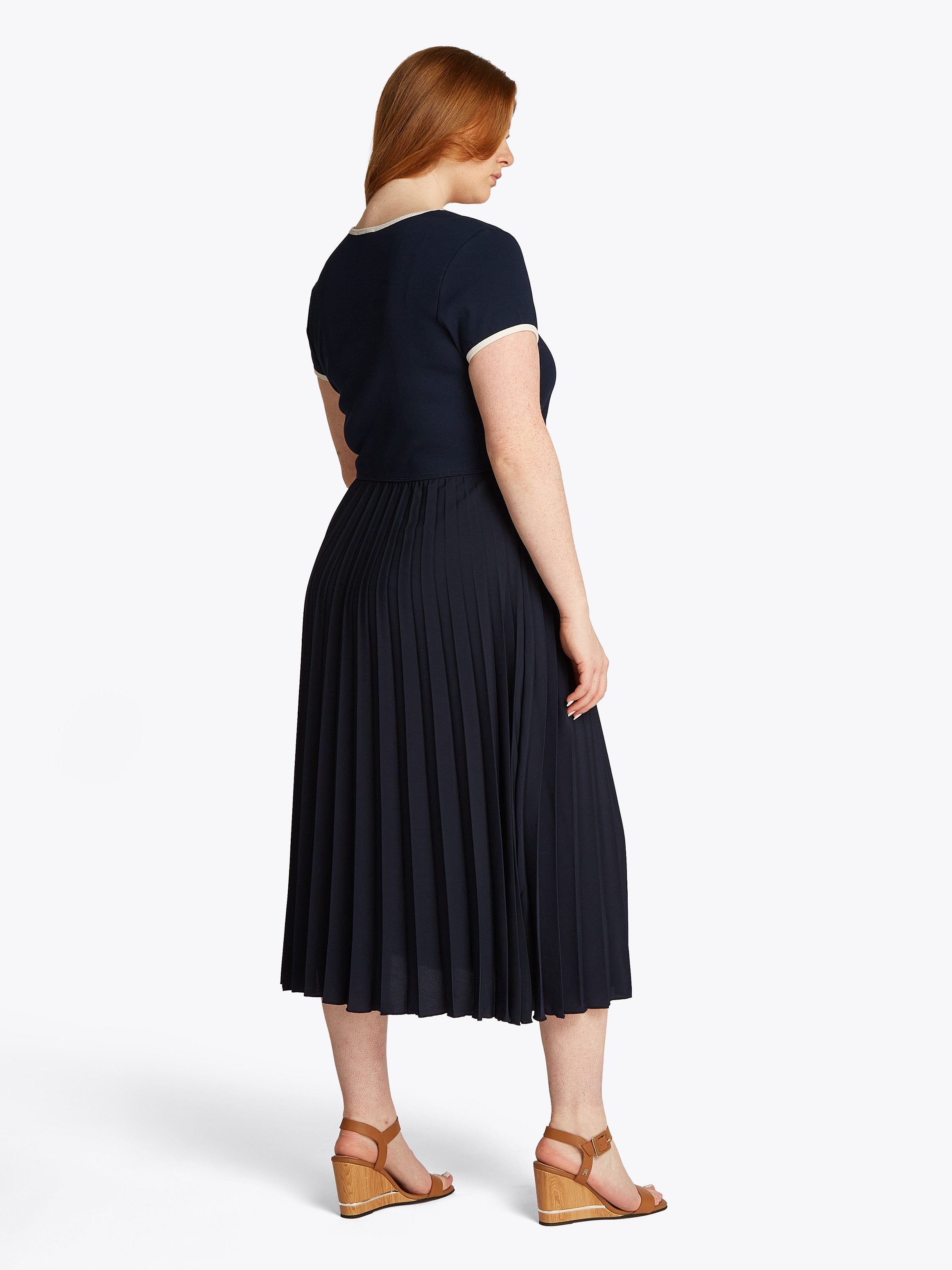 Tommy Hilfiger Curve Blusenkleid CRV CONTRAST SOFT V-NK DRESS in Großen Grö günstig online kaufen