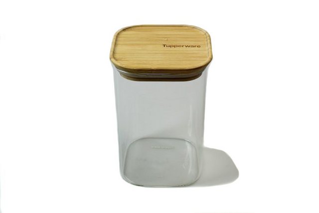 Tupperware Vorratsdose „Glas 1,1 L Bambusdeckel Vorratsglas bamboo“