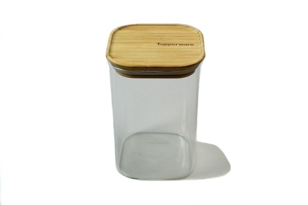 TUPPERWARE Vorratsdose Glas 1,1 L Bambusdeckel Vorratsglas bamboo,  Bonboniere