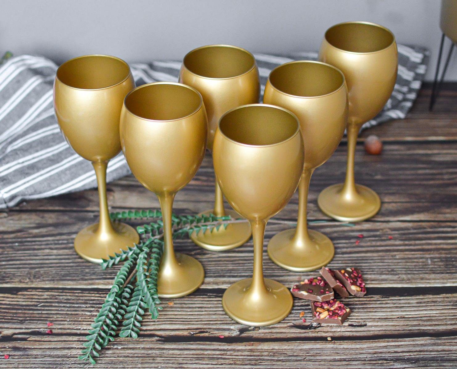 Sendez Weinglas 6 Weingläser 300ml in Mattgold Weinglas Rotweingläser Weinkelche