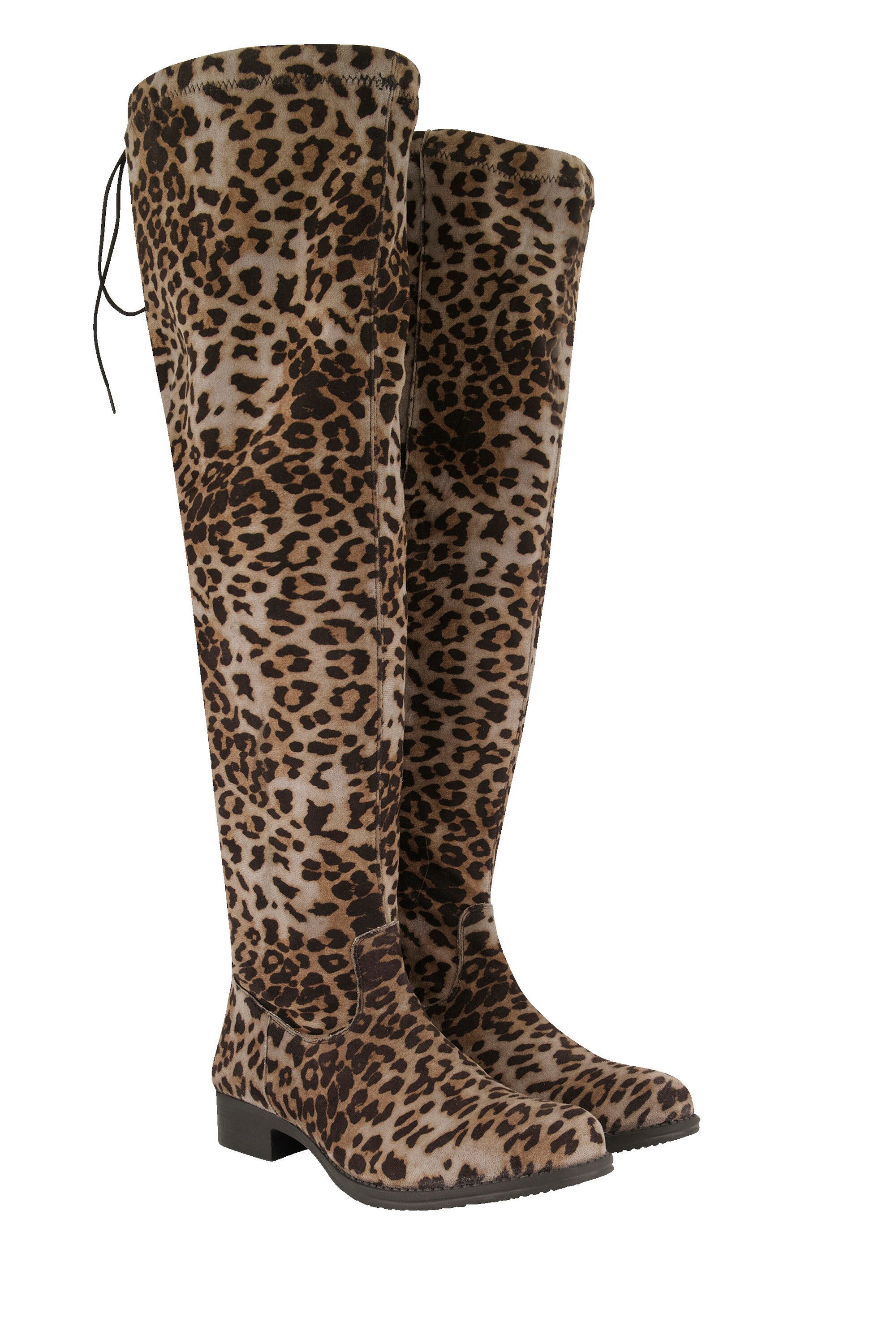 Ulla Popken Overknee-Stiefel XL-Schaft Leomuster Zipper Stiefel günstig online kaufen