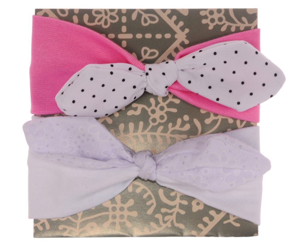 La Bortini Stirnband 2er Pack Baby Kopfband Haarbänder Hasenohren ab 0Mon in weiß rosa elastisch, weich, festlich für Neugeborene