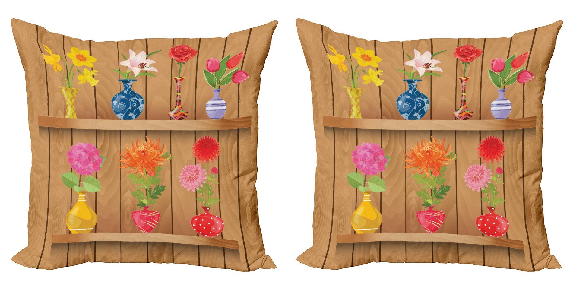 Doppelseitiger Blumen Kissenbezüge Abakuhaus Modern Vase Digitaldruck, Stück), Accent Blumen in Cartoon (2