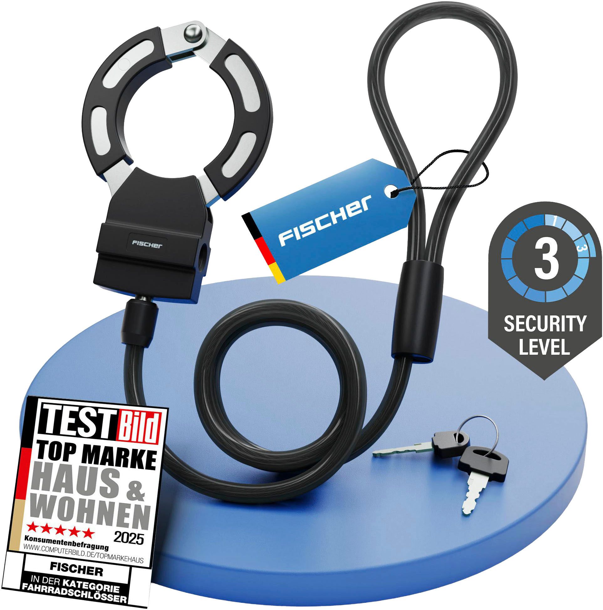 FISCHER Fahrrad Rahmenschloss Handschellenschloss RK110/8