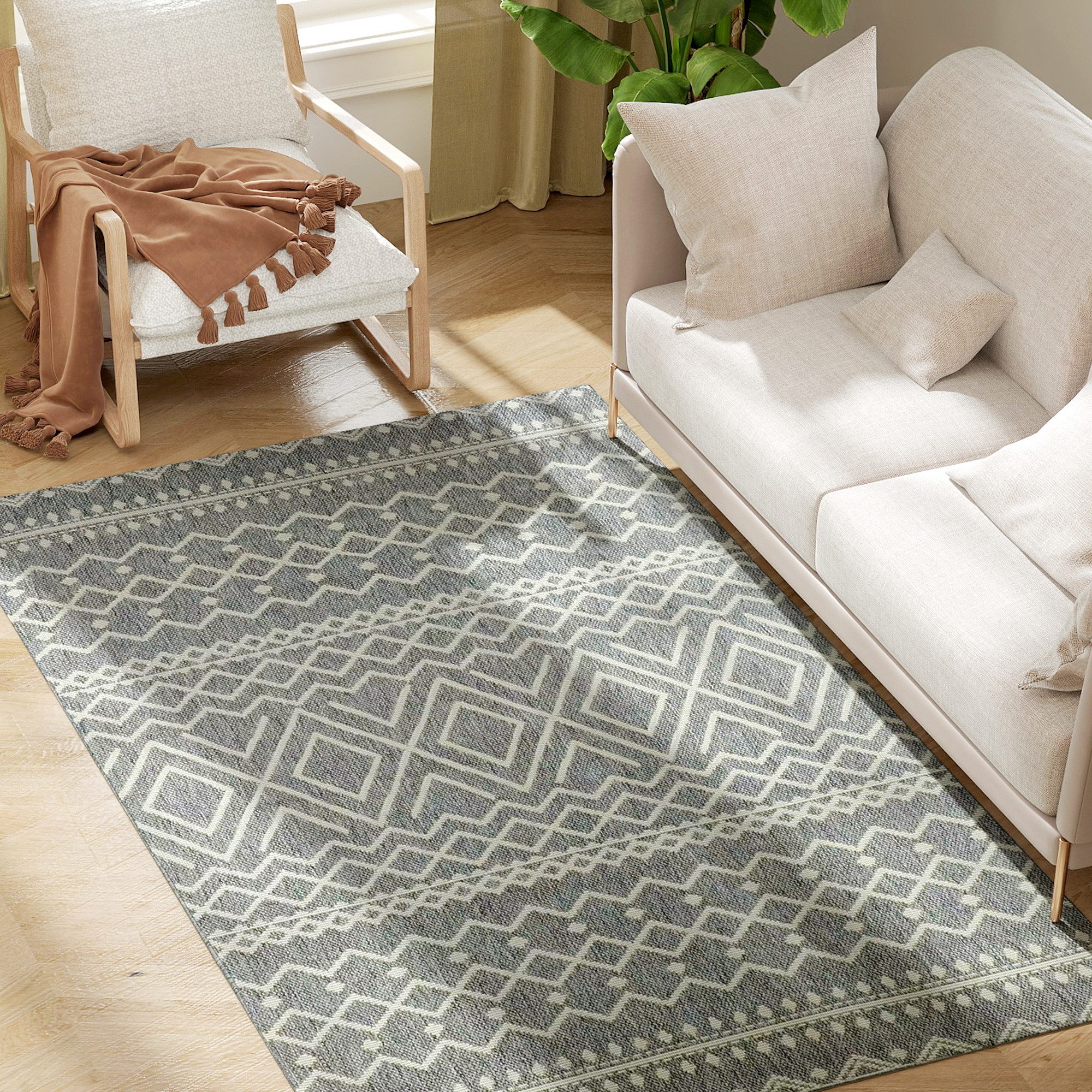 HOMCOM Teppich Bohoteppich, allergikerfreundlicher Bodenteppich für Indoor, günstig online kaufen