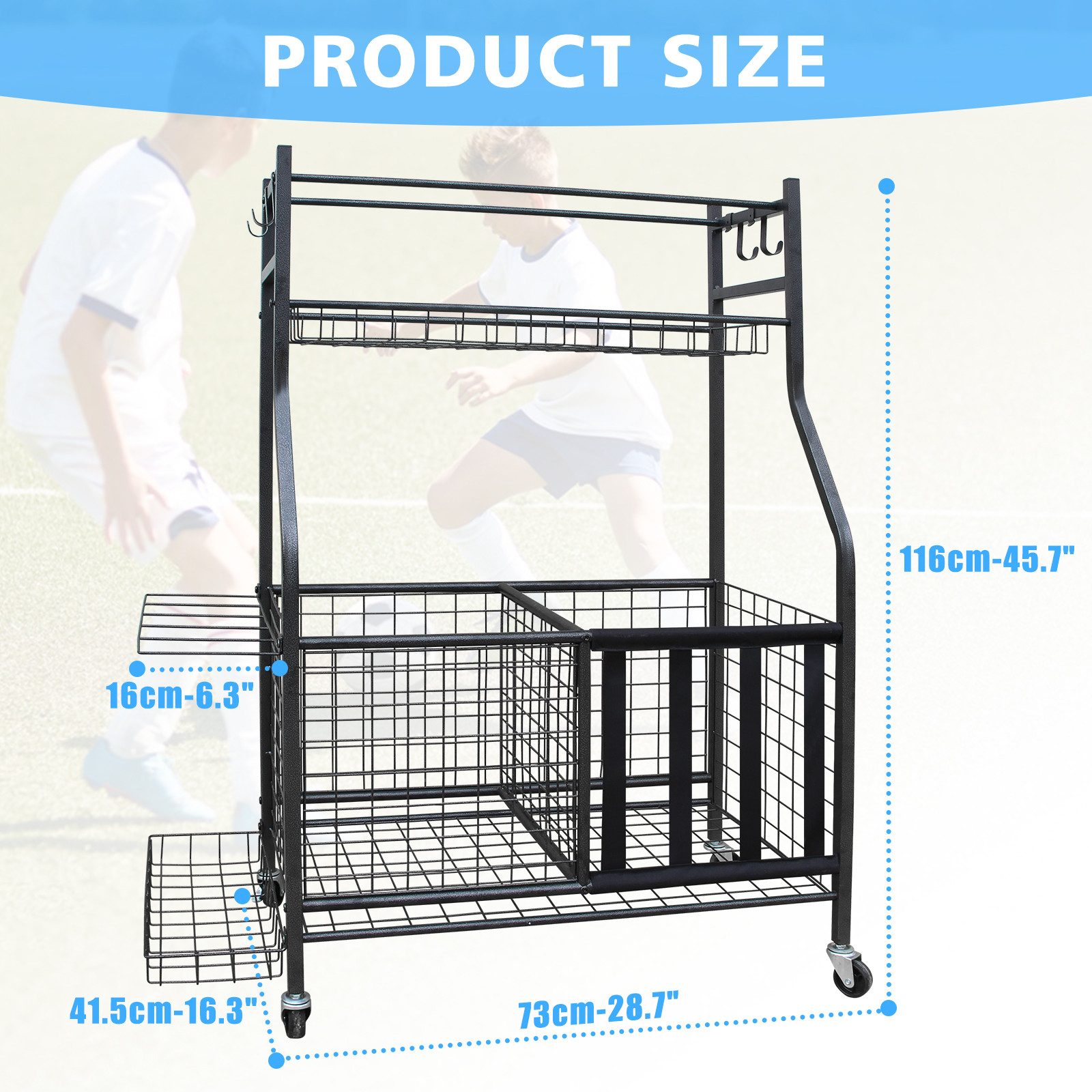 FANNOU Sportgeräte-Regalwagen mit Rollen, 116 x 73 x 41,5 cm, 1-tlg. – Bild 3 von 5