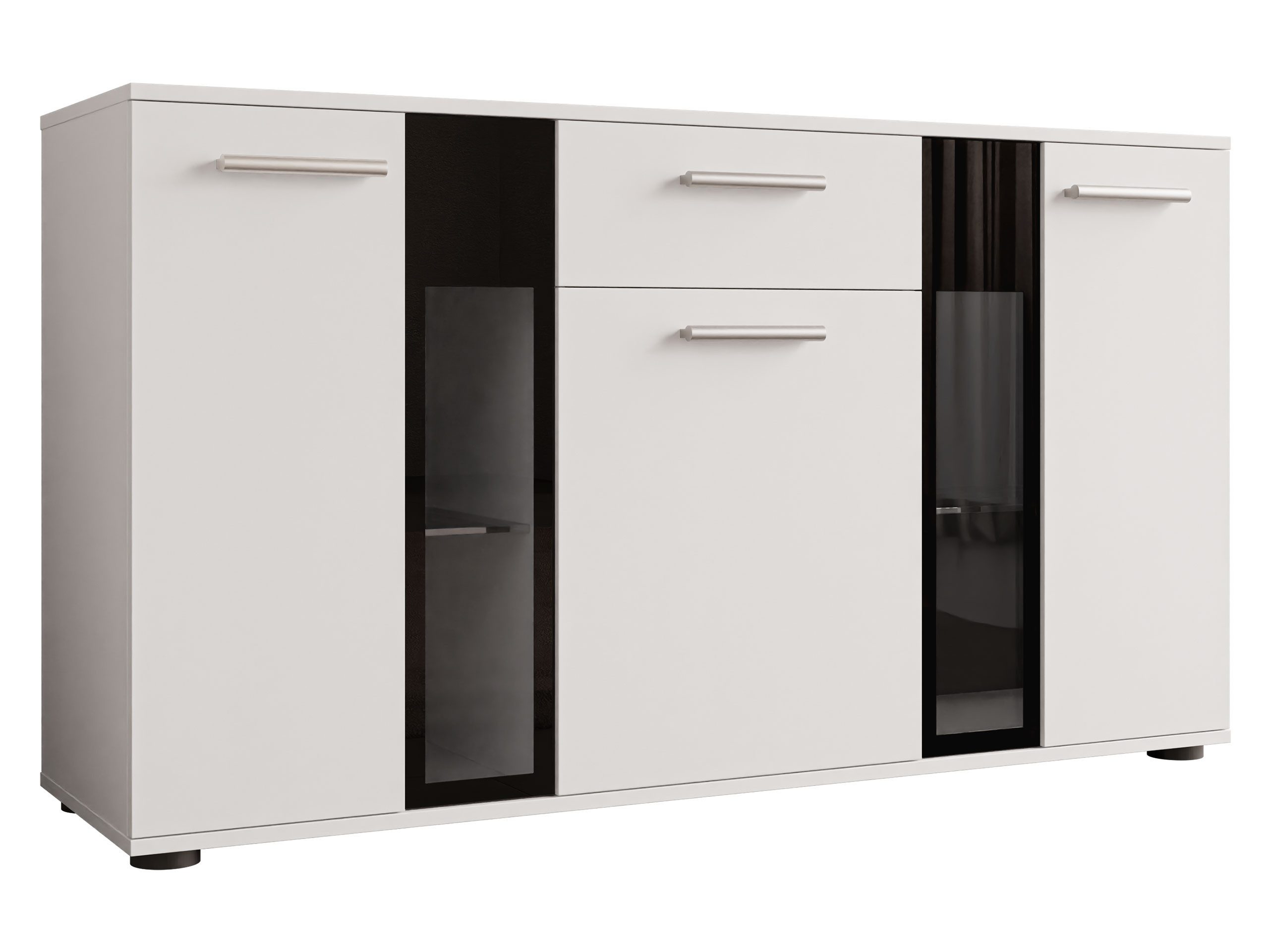 MIRJAN24 Kommode Salsa (mit 3 Türen und Schublade), mit Glasregale, LED-Beleuchtung als Option