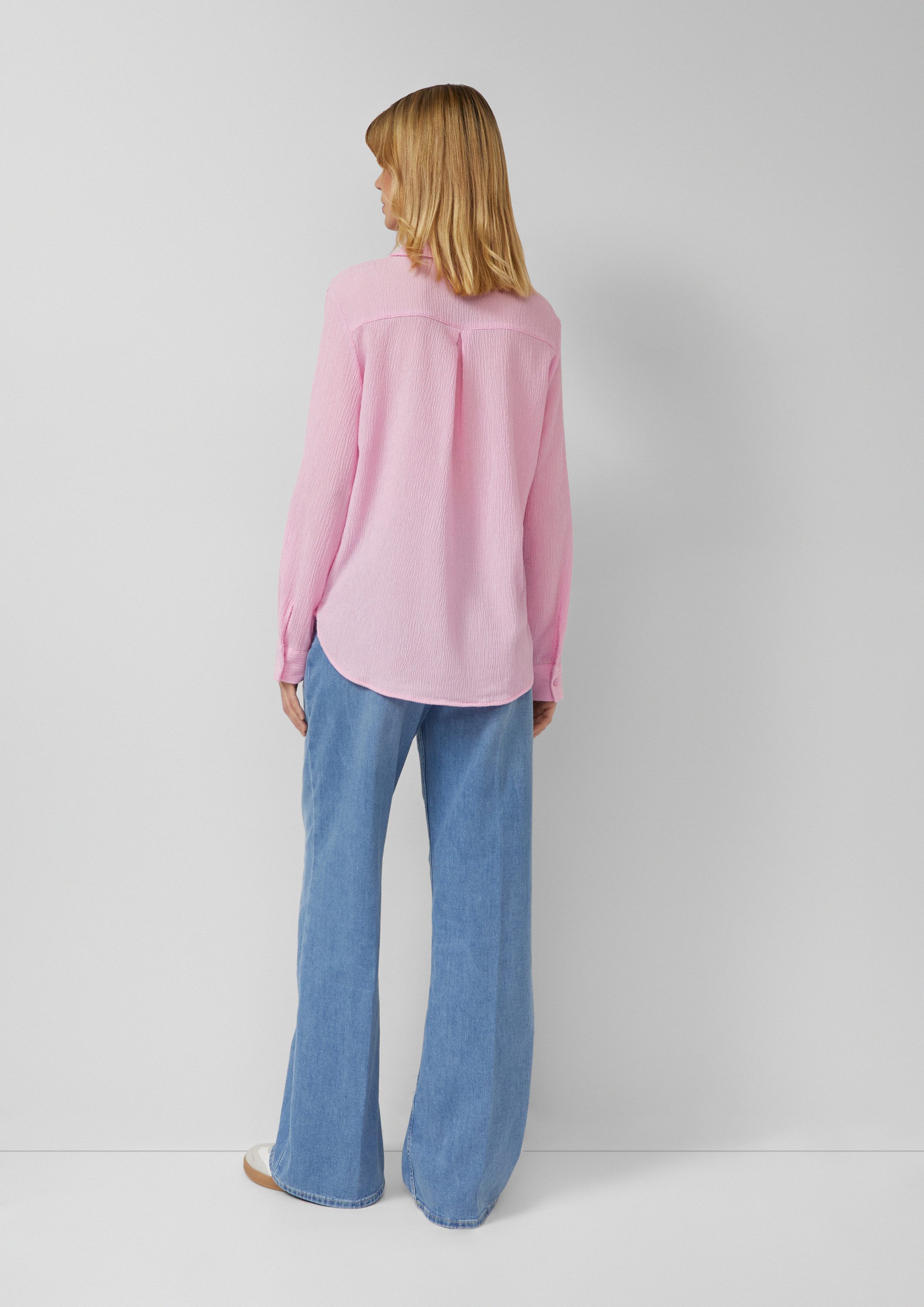 s.Oliver Langarmbluse Bluse Strukturierte Hemdbluse mit Turn-up