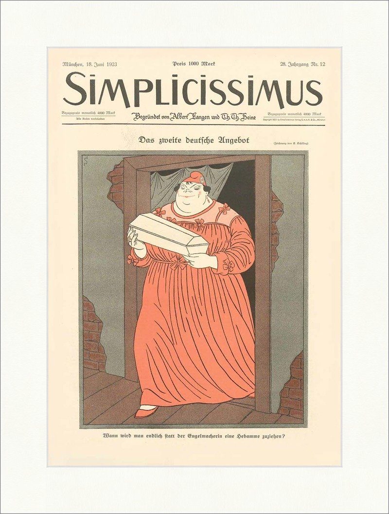 Kunstdruck Titelseite der Nummer 12 von 1923 Erich Schilling Angebot Simplicissim, (1 St)
