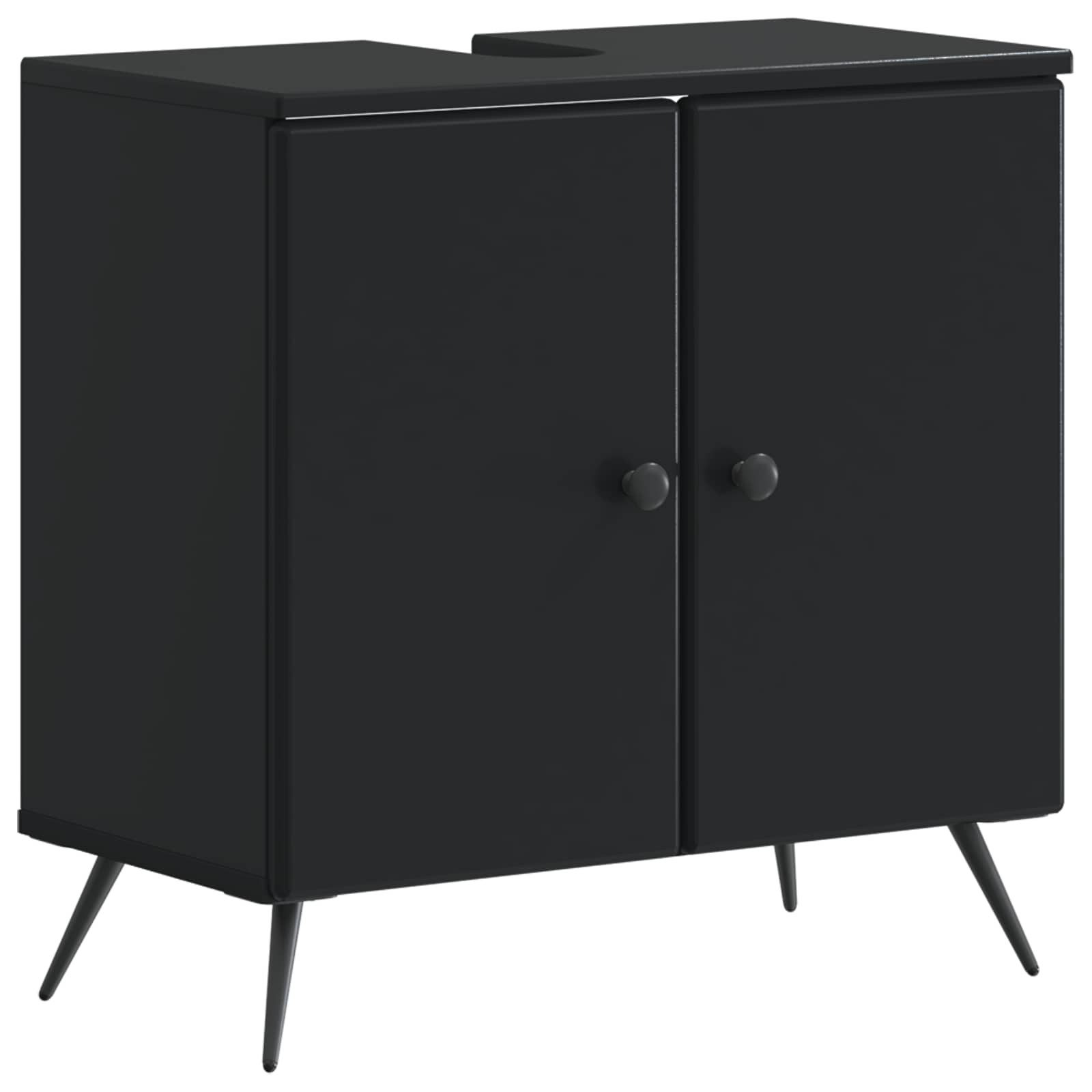 vidaXL Badezimmer-Set Waschbeckenschrank BREDA Schwarz 59,5 x 31,5 x 59 cm