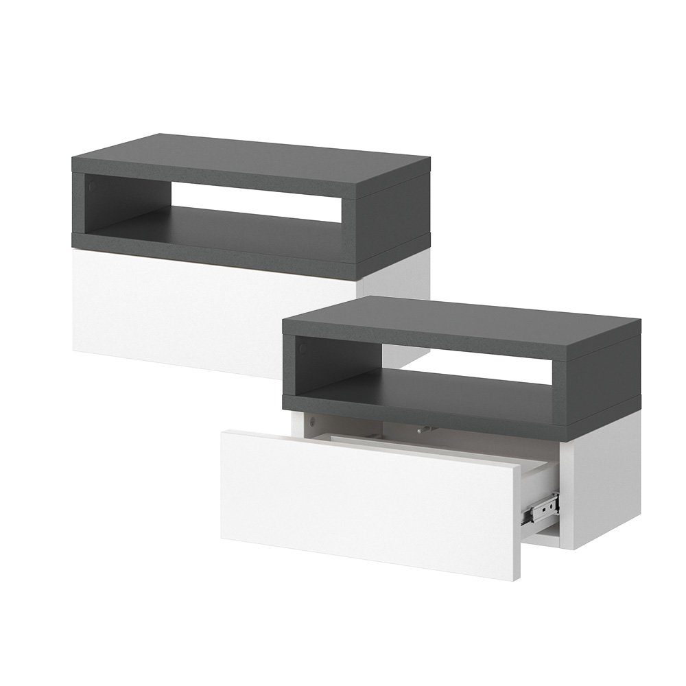 Vicco Nachtschrank 45 Weiß/Anthrazit cm Bettkommode URBANO