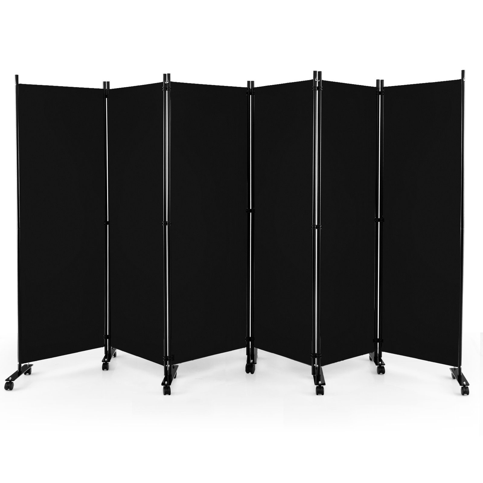 COSTWAY Paravent, 6 tlg. Raumteiler, auf Rollen, klappbar, 334,5 x 172 cm