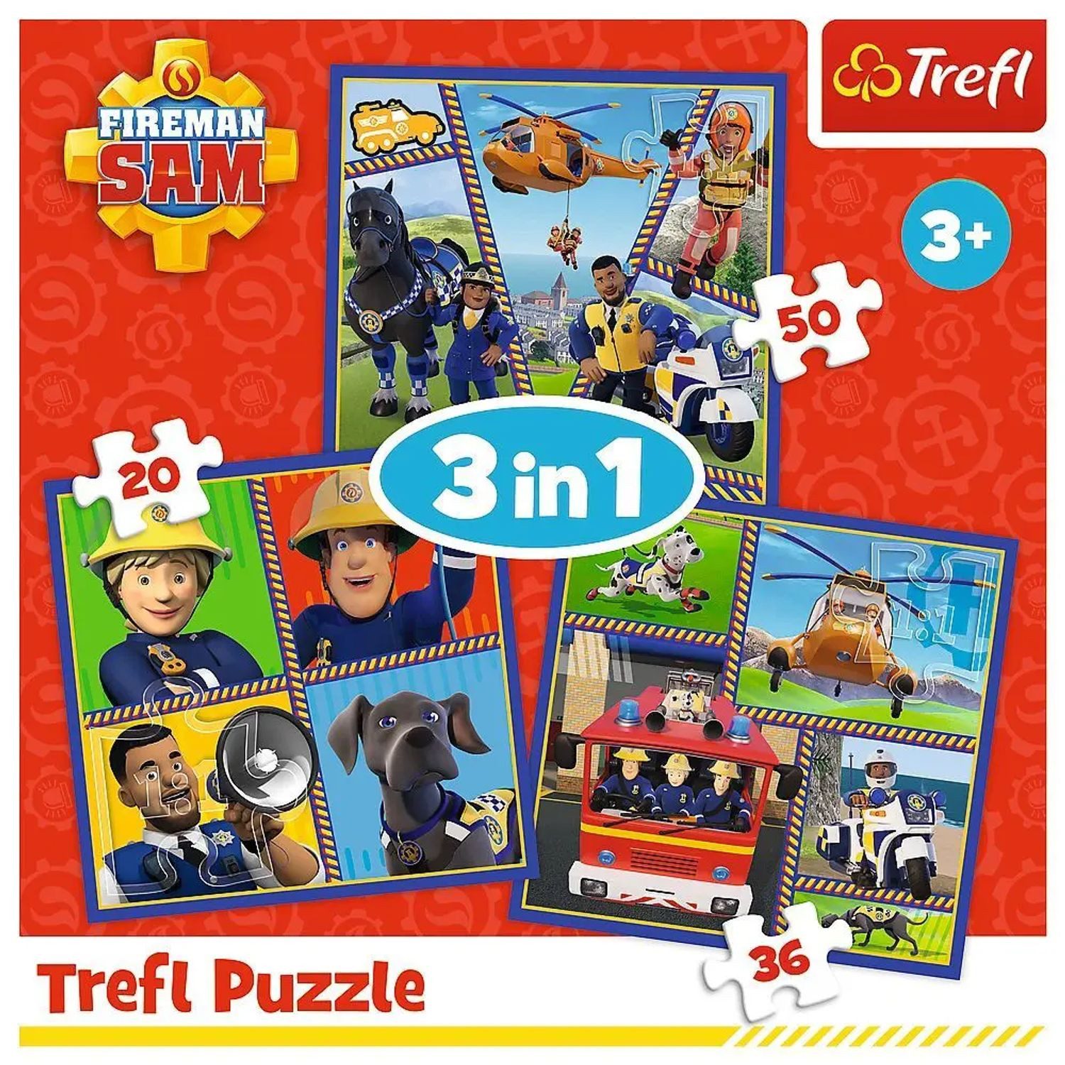 Trefl Puzzle 3 in 1 Puzzle Feuerwehrmann Sam, Puzzleteile
