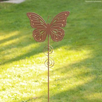 matches21 HOME & HOBBY Gartenstecker Dekostecker Schmetterling & Spirale Metall Rostoptik 100 cm (1-St)