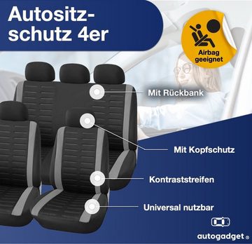 autogadget® Autositzbezug 4er Autositzbezüge - Sitzbezüge - Vorder- & Rücksitze - Autozubehör, Packung, 1-tlg., Dicke Polsterung / Universal