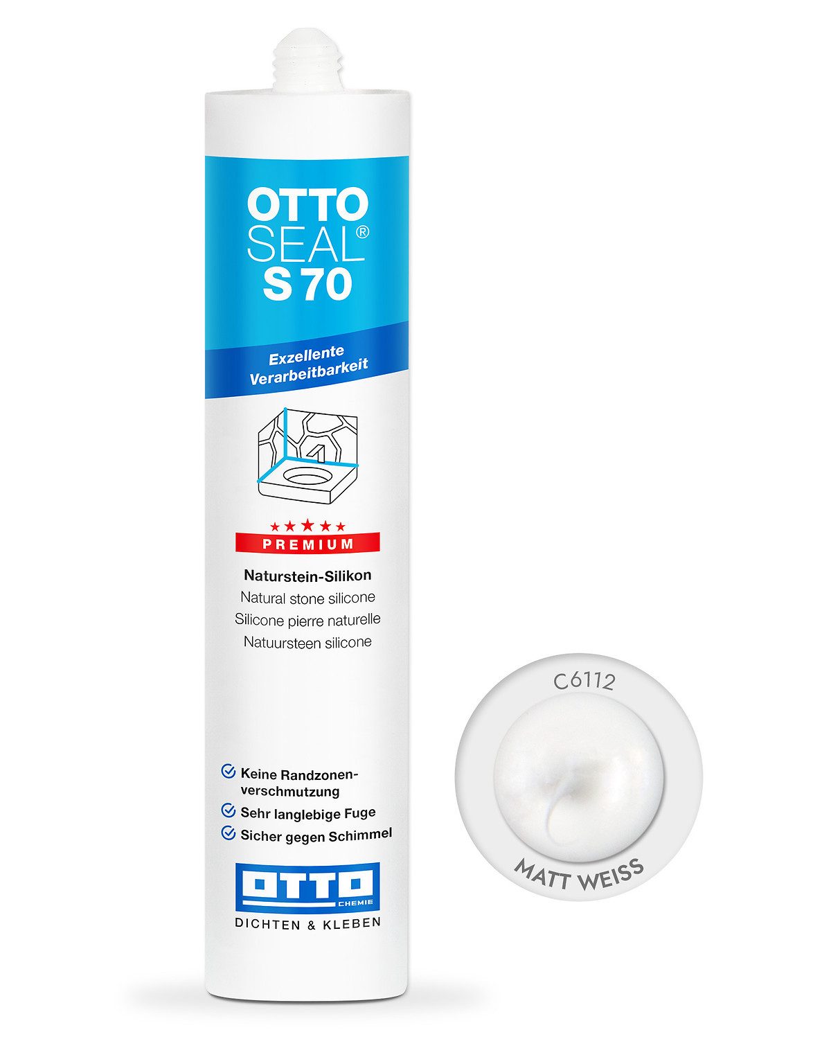 OTTO-Chemie Silikon Ottoseal S70 Premium-Naturstein-Silikon 310ml, gebrauchsfertig, neutral vernetzend