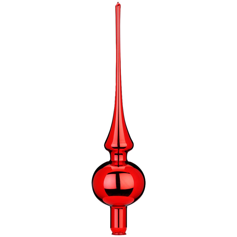 (1-tlg), einfarbige mundgeblasen Spitze, Ø7cm Christbaumspitze x INGE-GLAS® glanz, rot 30cm