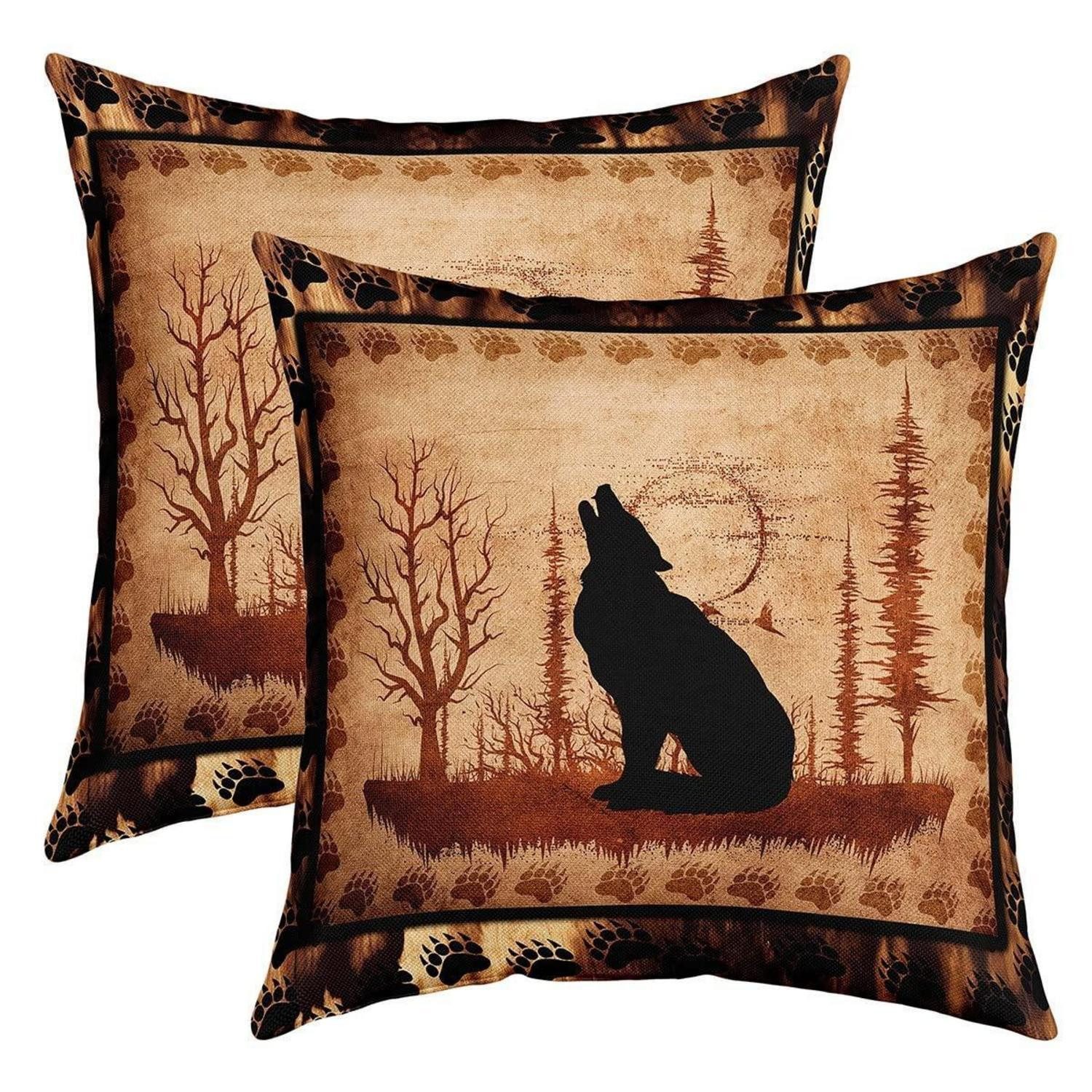 LuxusKollektion Kissenbezüge Kissenbezug Wölfe Heulen 50x50cm 2er Set, (2 Stück)