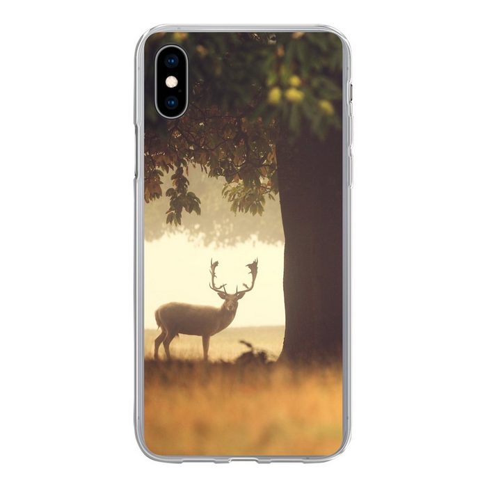MuchoWow Handyhülle Hirsche - Bäume - Wald Handyhülle Apple iPhone Xs Smartphone-Bumper Print Handy