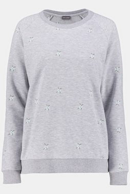 Gina Laura Sweatshirt Sweatshirt Blümchen-Stickerei Rundhals Langarm