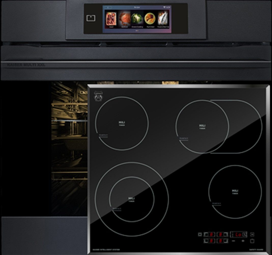 Kaiser Küchengeräte Backofen-Set Herd Set Autark XXL Multi 29, Multifunktions-Elektro-Backofen mit Pyrolyse und Dampfreinigung, 60 cm mit High Light Glaskeramik Kochfeld 60cm Schwarz glas Facettenschliff-Kanten EH 6347+KCT 6115 F, mit 1-fach-Teleskopauszug, Pyrolyse, Hydrolyse – pyrolytische und Dampfreinigung