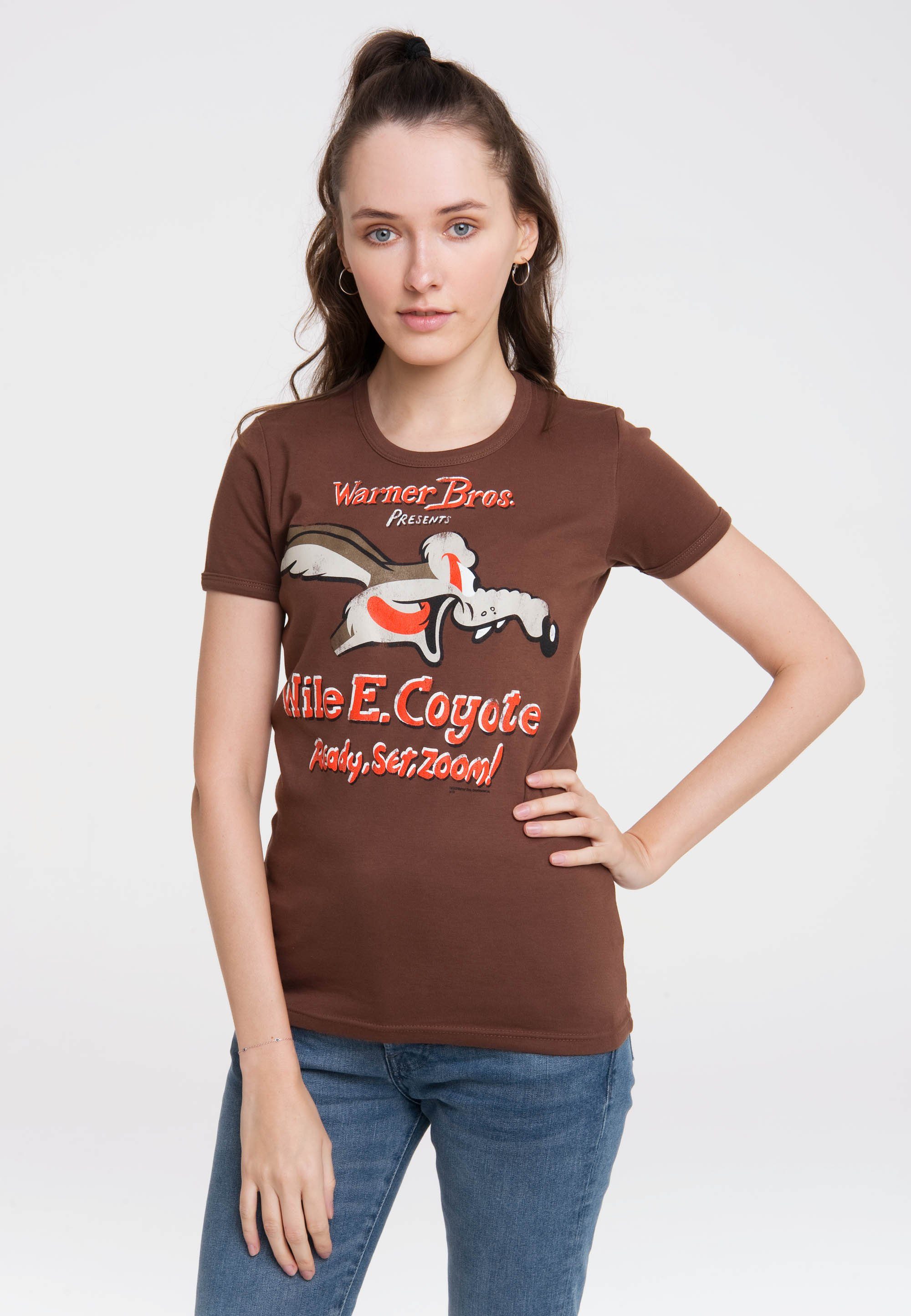 LOGOSHIRT T-Shirt Looney Tunes mit lizenziertem Originaldesign, Mit großem  Coyote-Print auf der Front ein Hingucker