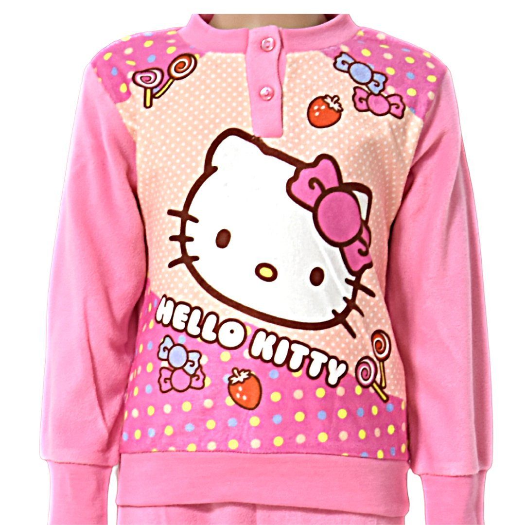 Hello Kitty Schlafanzug (2 tlg) Mädchen Pyjama Fleece langarm Gr. 98 - 128  cm