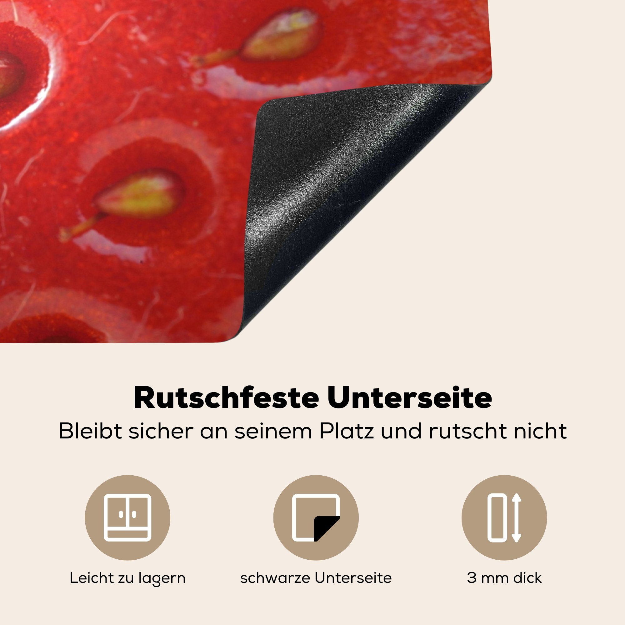 MuchoWow Herdblende-/Abdeckplatte - 81x52 (1 Saatgut, Erdbeere Obst cm, Induktionskochfeld Vinyl, die - für küche, Schutz tlg), Ceranfeldabdeckung