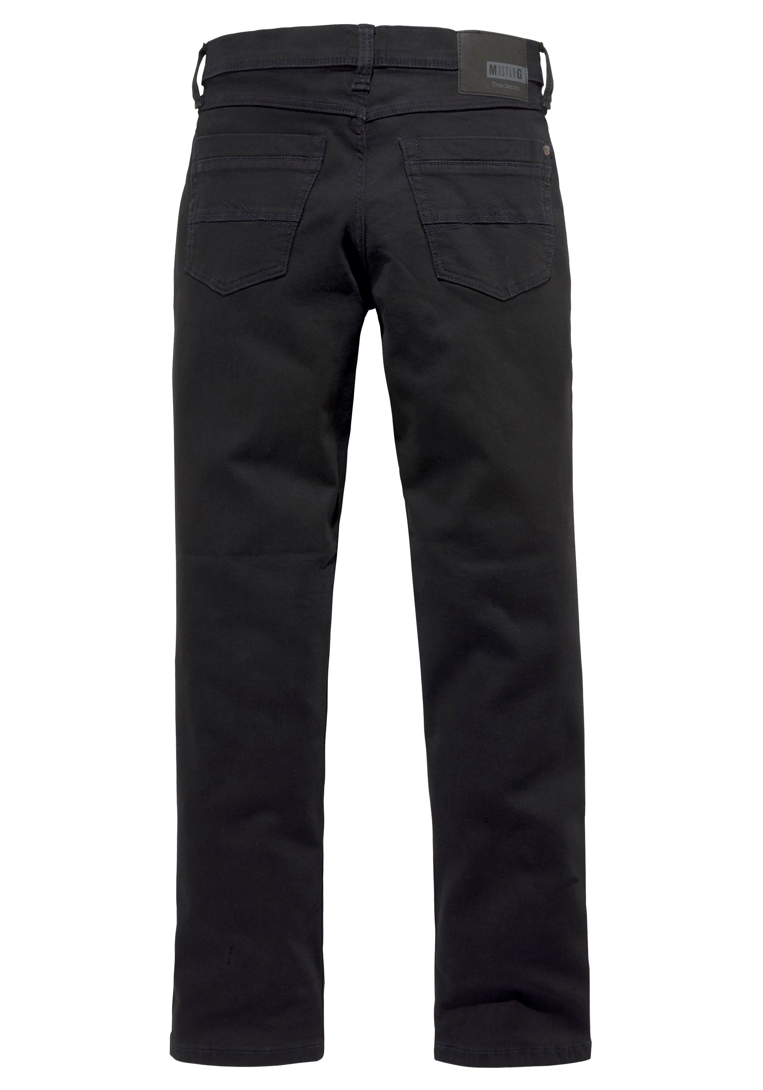 MUSTANG Straight Washington Style mit 5-Pocket-Jeans Abriebeffekten black-denim leichten