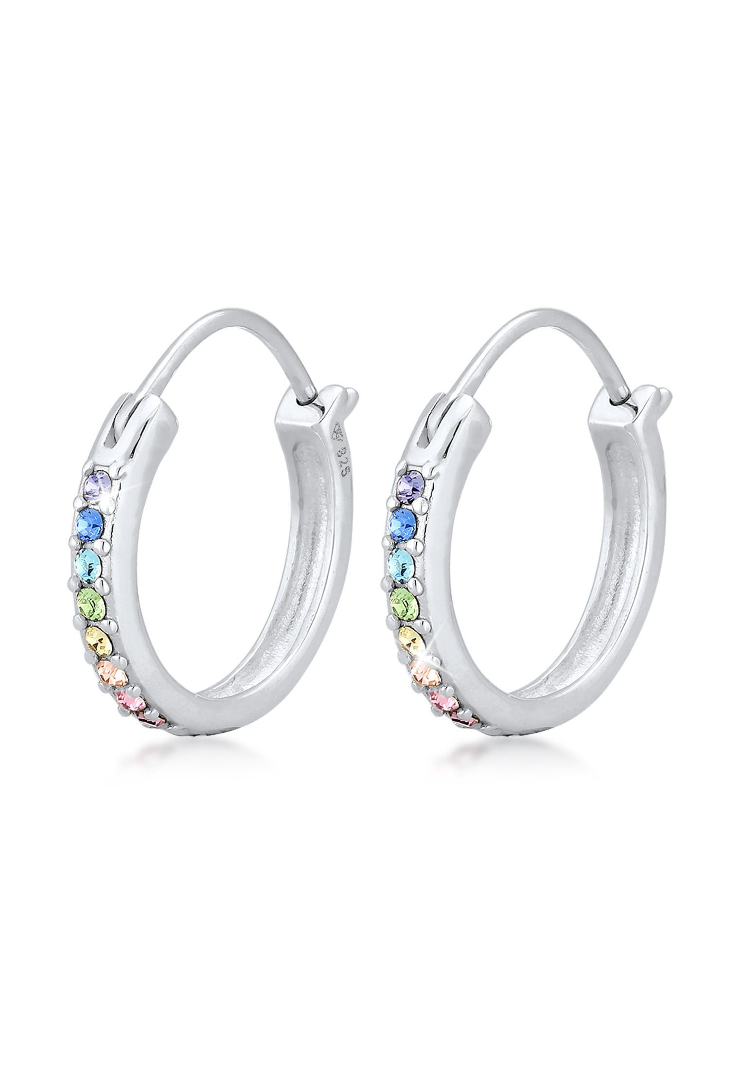 Elli Paar Creolen Creole Regenbogen 925 Sterling Silber, mit Kristallen von Swarovski®, Regenbogen
