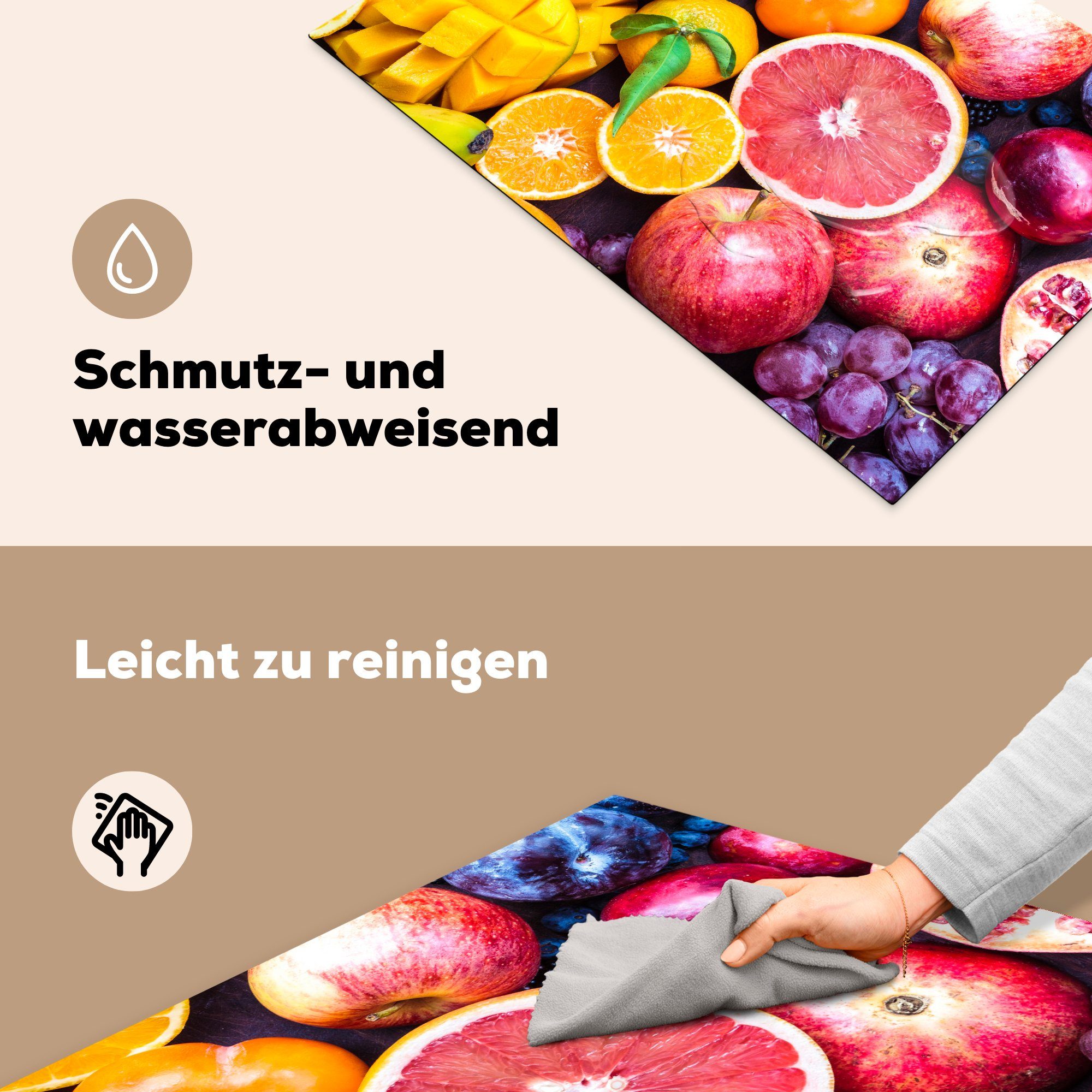 Induktionskochfeld cm, Obst Herdblende-/Abdeckplatte Regenbogen die Vinyl, Farben, MuchoWow Ceranfeldabdeckung tlg), küche, - - 81x52 (1 für Schutz