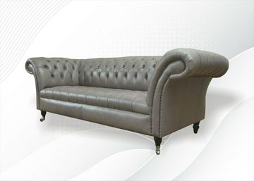 JVmoebel Chesterfield-Sofa Grauer Chesterfield Dreisitzer luxus Couch 3-er Modern Neu, Made in Europe