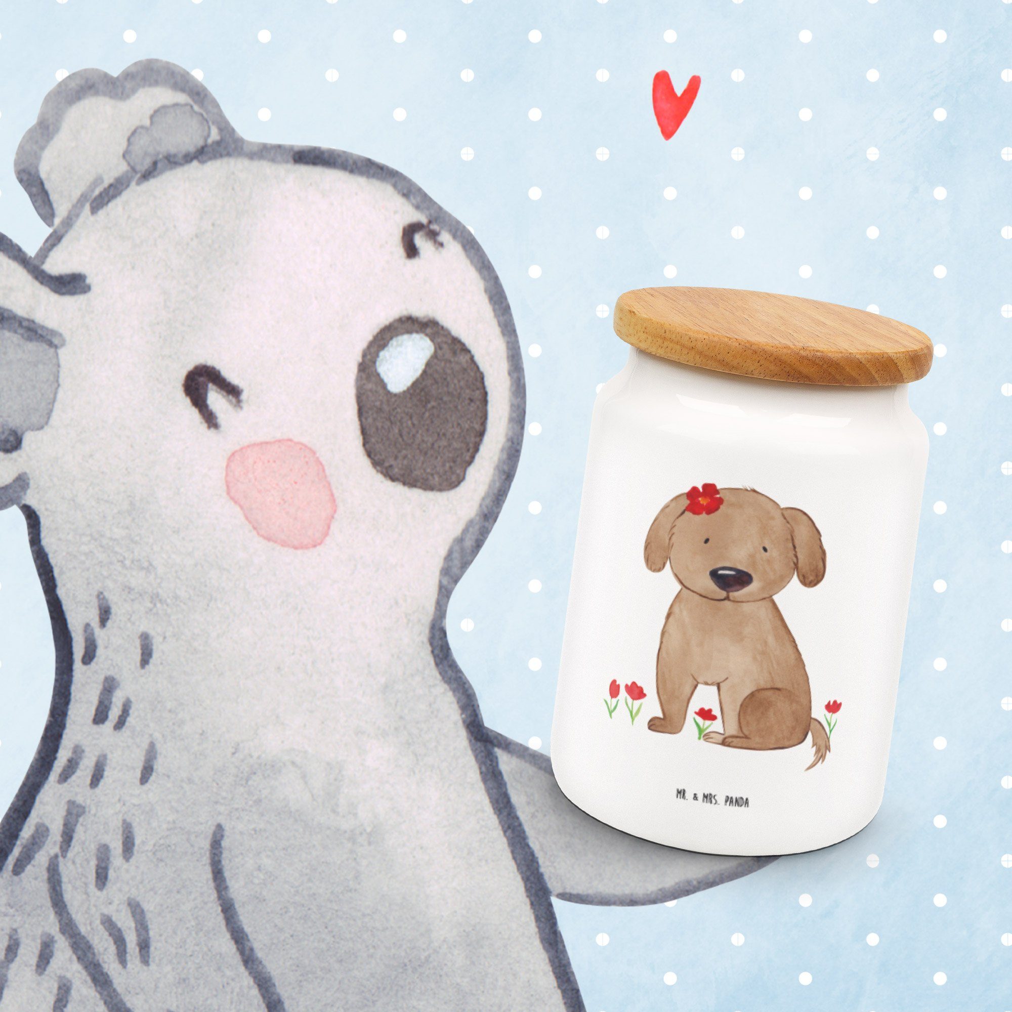 - - Geschenk, Keramikdose, Hunderasse, Hundedame Hundeglück, (1-tlg) & Weiß Mr. Panda Vorratsdose Keramik, Mrs. Hund