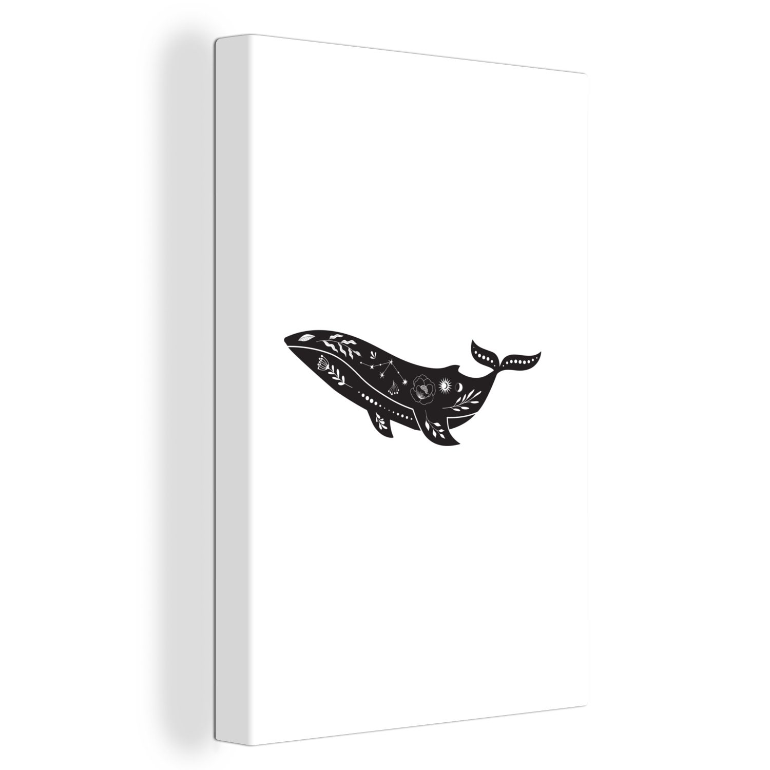 OneMillionCanvasses® Leinwandbild Moderne Kunst eines Wals mit Mustern vor einem weißen Hintergrund, (1 St), Leinwandbild fertig bespannt inkl. Zackenaufhänger, Gemälde, 20x30 cm