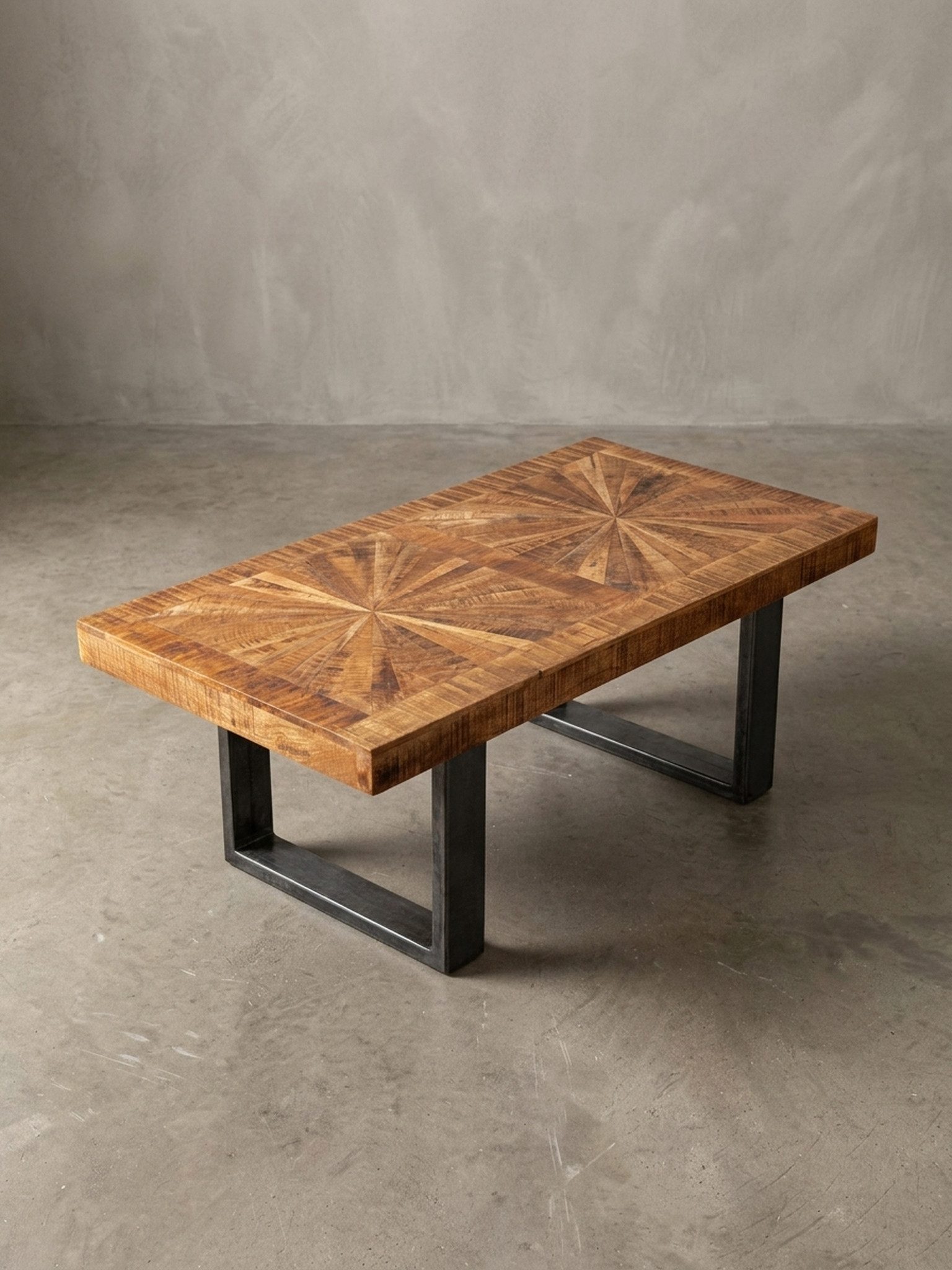 KADIMA DESIGN Couchtisch Moderner Couchtisch Mango Massivholz 105x40x55 cm Tisch im Industrial, Design, Sofatisch mit Holz und Metall, Wohnzimmertisch Rustikal