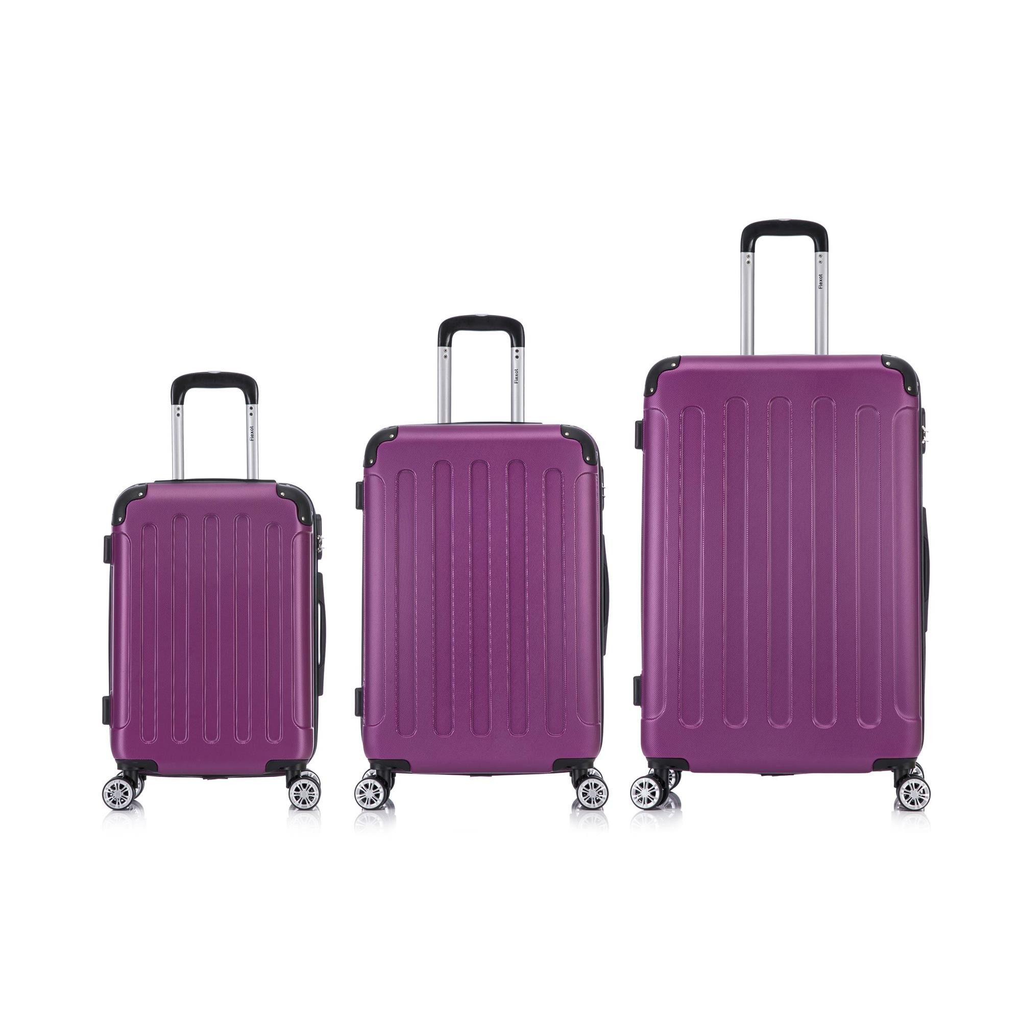 Flexot Hartschalen-Trolley F-2045 Kofferset, 360° Rollen, robuster Reisekoffer, Bordcase, 4 Rollen, Robuster und moderner Koffer mit vier 360° Rollen und Zahlenschloss