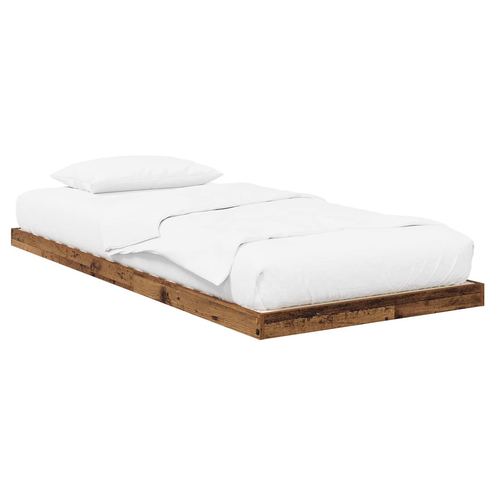 vidaXL Bett Bodenbettrahmen Altholz 75 x 190 cm Holzwerkstoff (1-tlg)