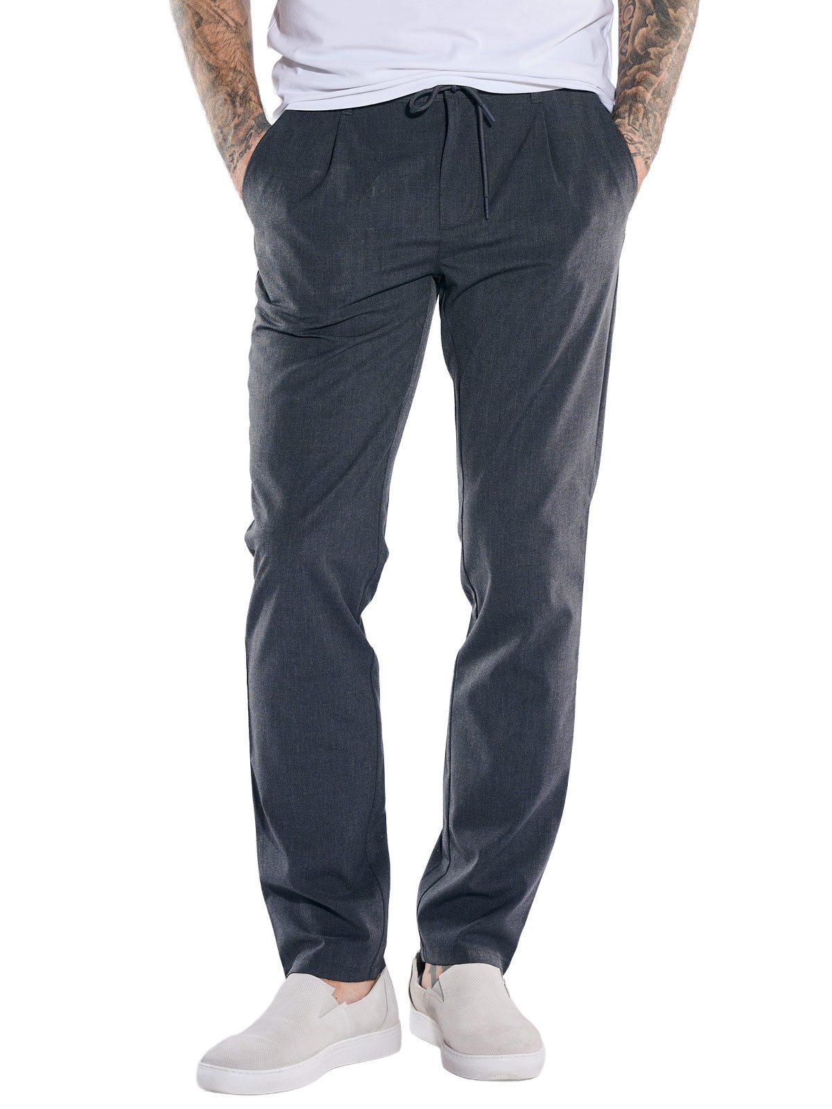 Chinohose Herren Chino straight, Grau