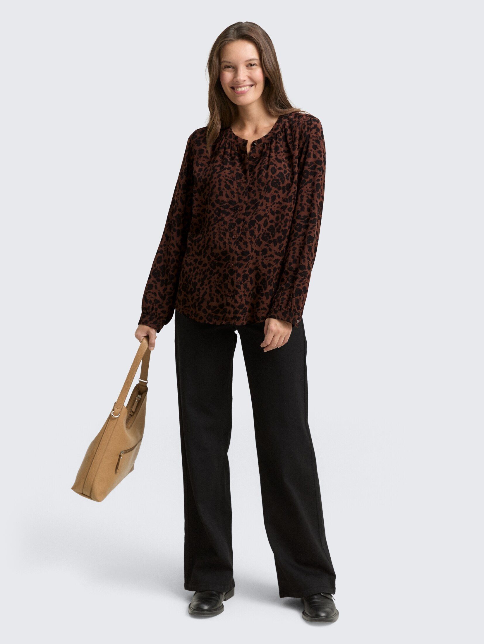 TOM TAILOR Langarmbluse Blusen & Shirts Bluse mit Leo-Print